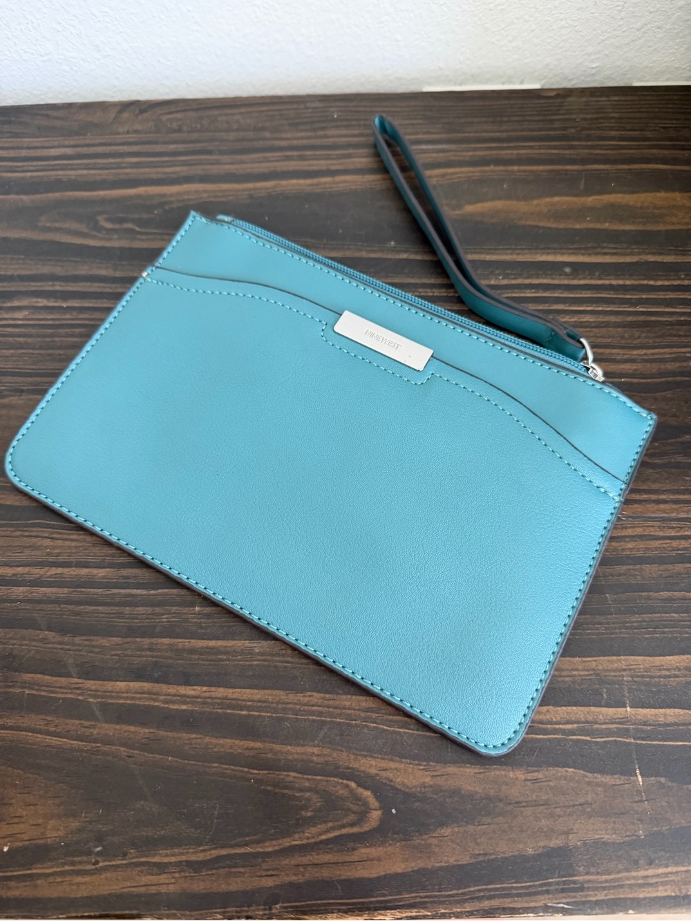 NINE WEST Teal Wristlet Clutch EUC